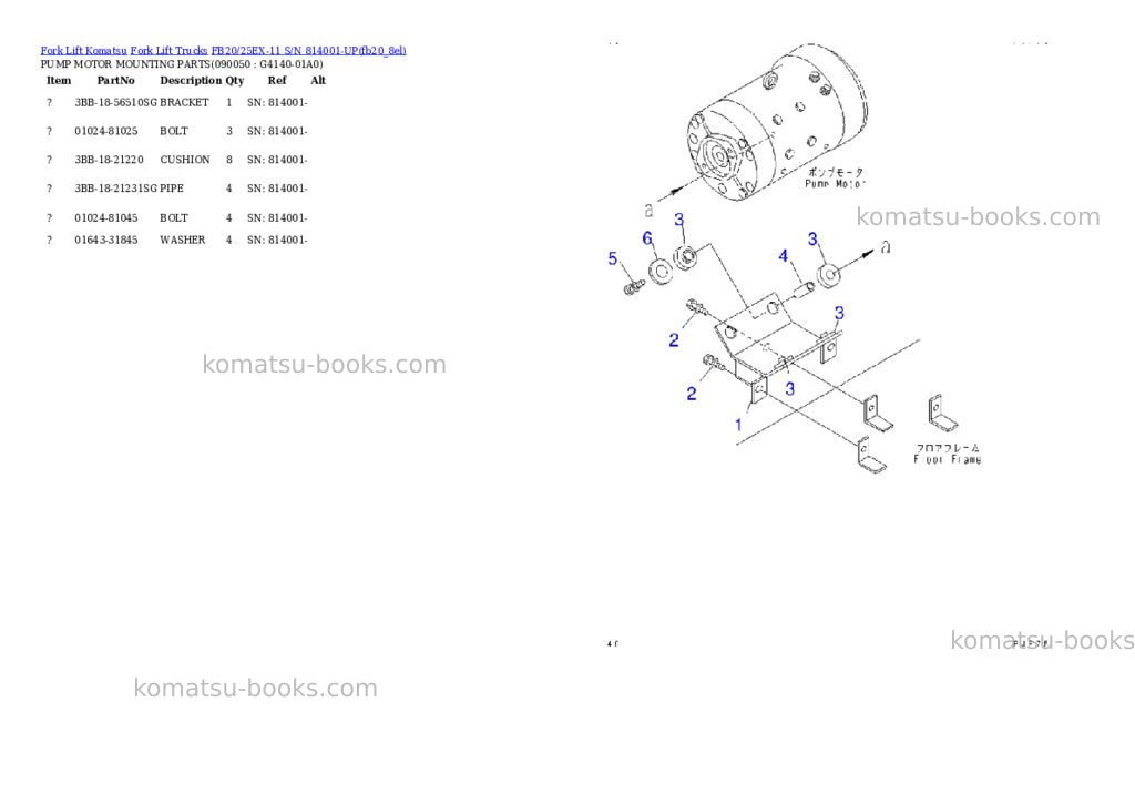 Komatsu FB20/25EX-11 S/N 814001-UP Parts catalog cover Page 7 Komatsu FB20/25EX-11 S/N 814001-UP Parts catalog cover Page 7