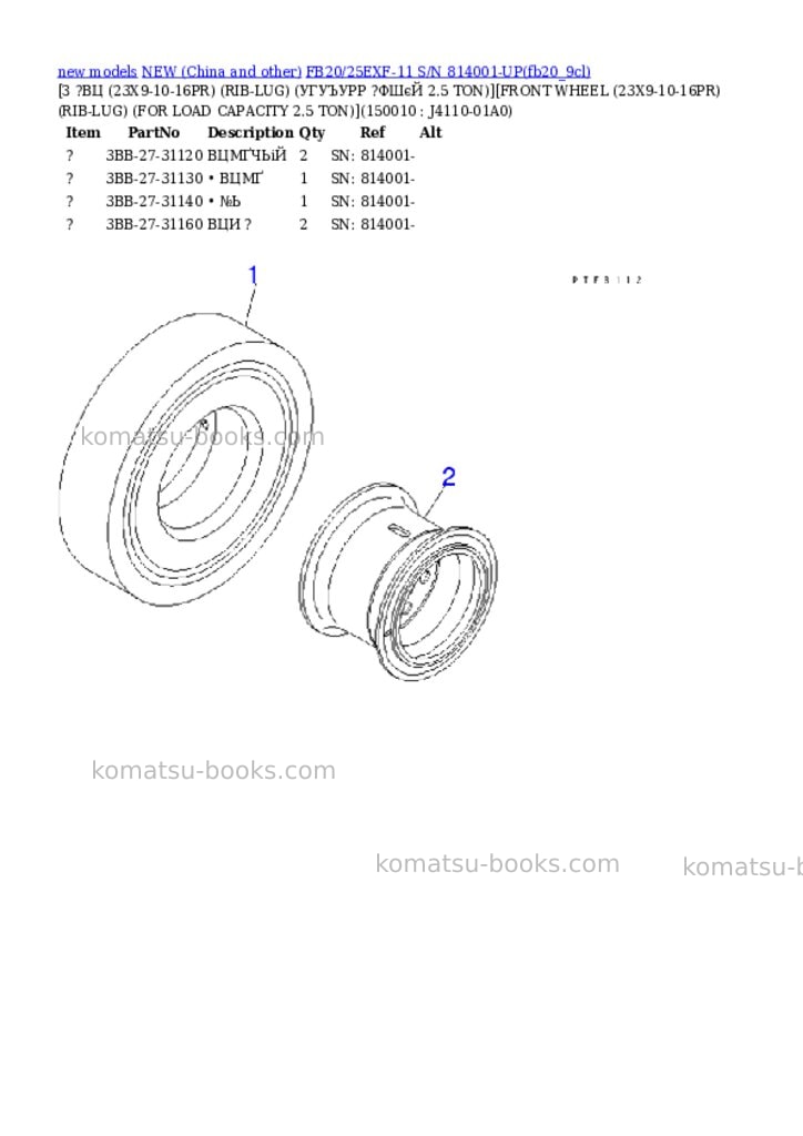 Komatsu fb20/25exf-11 s/n 814001-up Parts catalog cover Page 10 Komatsu fb20/25exf-11 s/n 814001-up Parts catalog cover Page 10