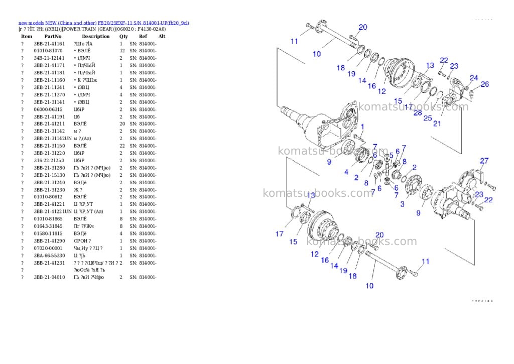Komatsu fb20/25exf-11 s/n 814001-up Parts catalog cover Page 2 Komatsu fb20/25exf-11 s/n 814001-up Parts catalog cover Page 2