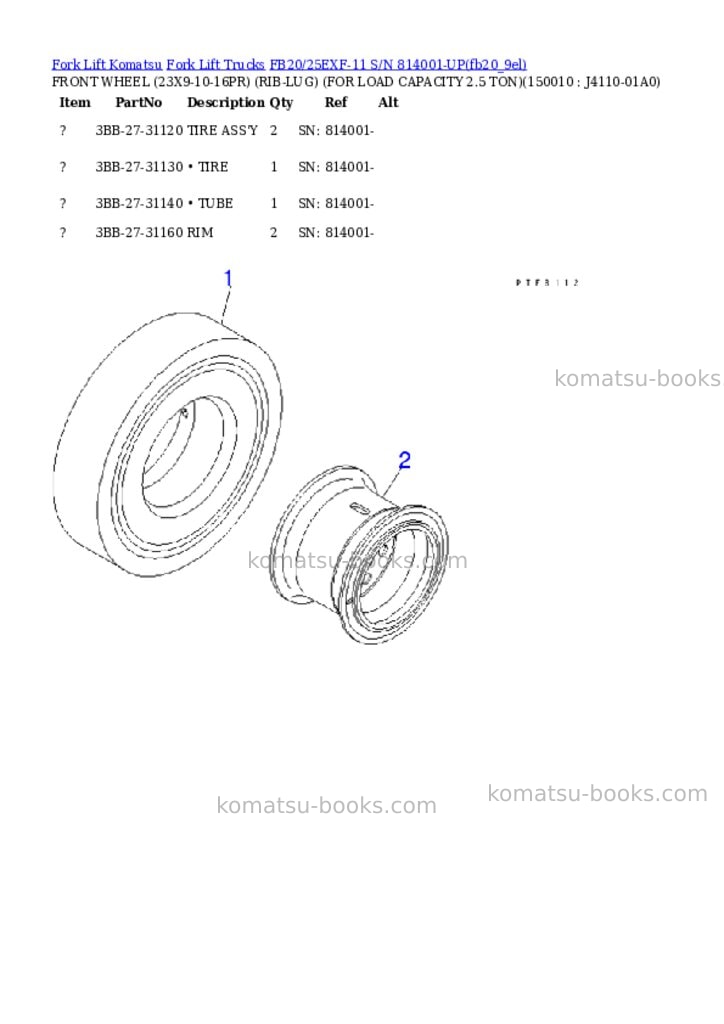 Komatsu FB20/25EXF-11 S/N 814001-UP Parts catalog cover Page 10 Komatsu FB20/25EXF-11 S/N 814001-UP Parts catalog cover Page 10