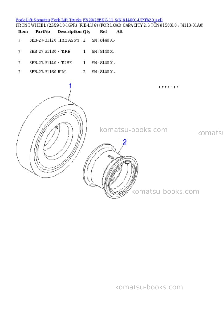 Komatsu FB20/25EXG-11 S/N 814001-UP Parts catalog cover Page 10 Komatsu FB20/25EXG-11 S/N 814001-UP Parts catalog cover Page 10