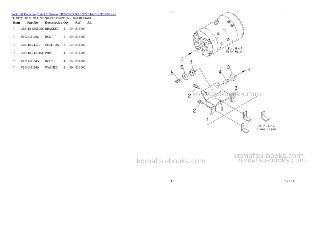 Komatsu FB20/25EXG-11 S/N 814001-UP Parts catalog cover Page 7 Komatsu FB20/25EXG-11 S/N 814001-UP Parts catalog cover Page 7
