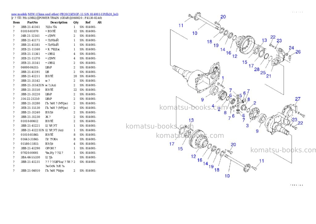 Komatsu fb20/25exgf-11 s/n 814001-up Parts catalog cover Page 2 Komatsu fb20/25exgf-11 s/n 814001-up Parts catalog cover Page 2