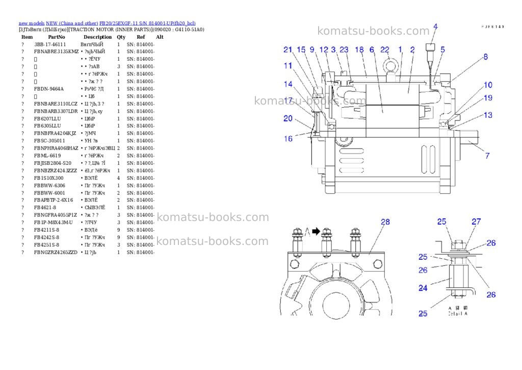 Komatsu fb20/25exgf-11 s/n 814001-up Parts catalog cover Page 4 Komatsu fb20/25exgf-11 s/n 814001-up Parts catalog cover Page 4