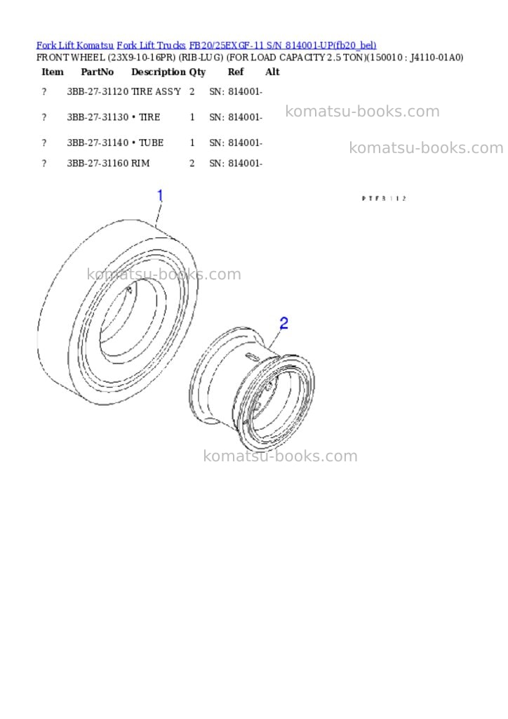 Komatsu FB20/25EXGF-11 S/N 814001-UP Parts catalog cover Page 10 Komatsu FB20/25EXGF-11 S/N 814001-UP Parts catalog cover Page 10