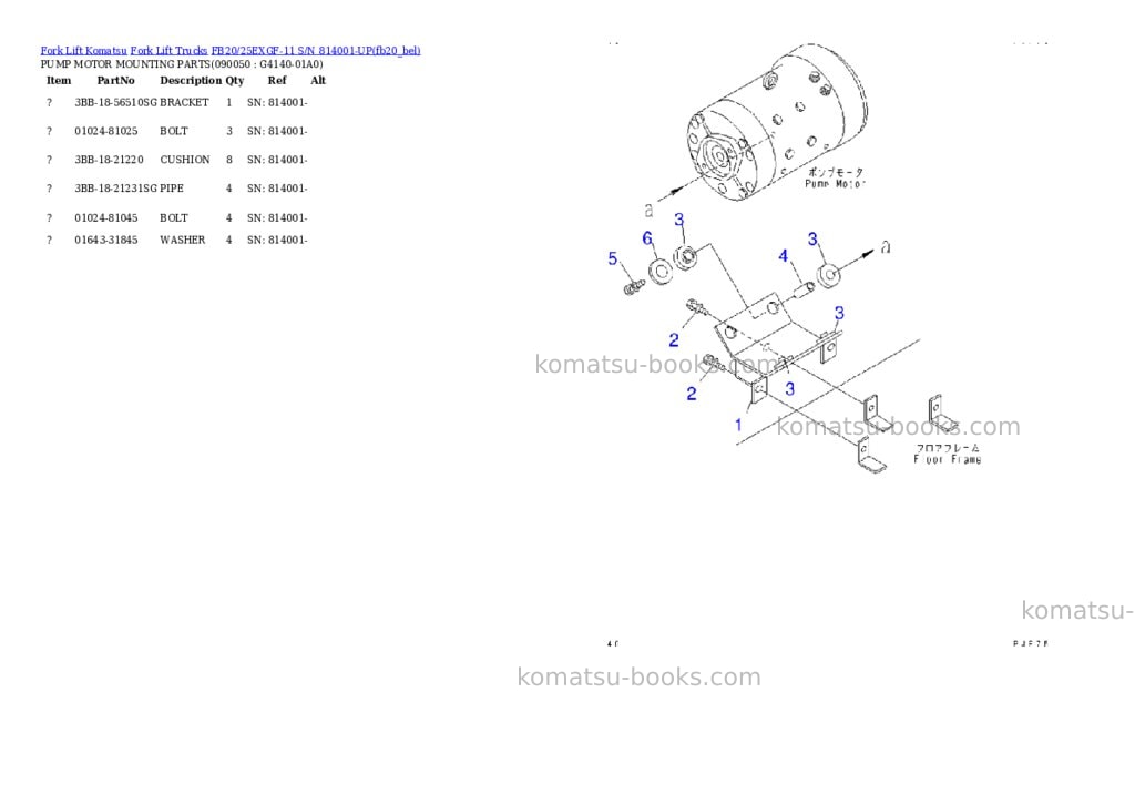 Komatsu FB20/25EXGF-11 S/N 814001-UP Parts catalog cover Page 7 Komatsu FB20/25EXGF-11 S/N 814001-UP Parts catalog cover Page 7