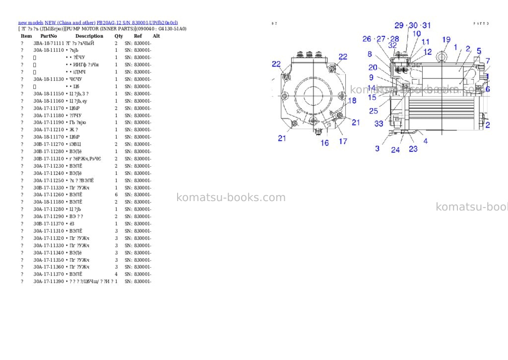 Komatsu fb20ag-12 s/n 830001-up Parts catalog cover Page 8 Komatsu fb20ag-12 s/n 830001-up Parts catalog cover Page 8