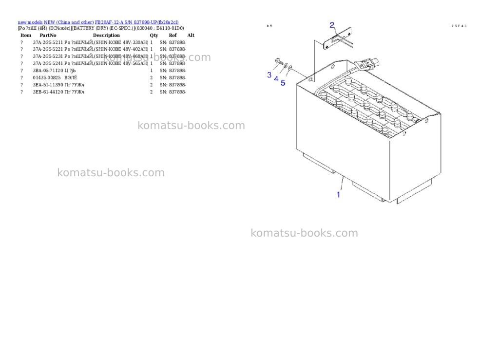 Komatsu fb20af-12-a s/n 837898-up Parts catalog cover Page 3 Komatsu fb20af-12-a s/n 837898-up Parts catalog cover Page 3