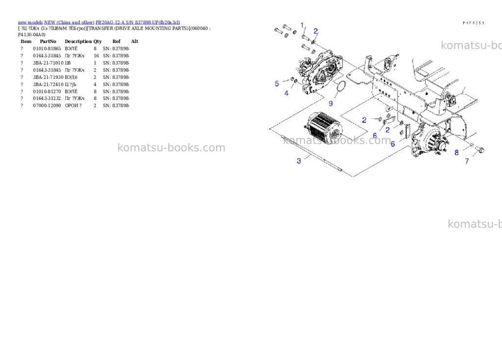 Komatsu fb20ag-12-a s/n 837898-up Parts catalog cover Page 6 Komatsu fb20ag-12-a s/n 837898-up Parts catalog cover Page 6