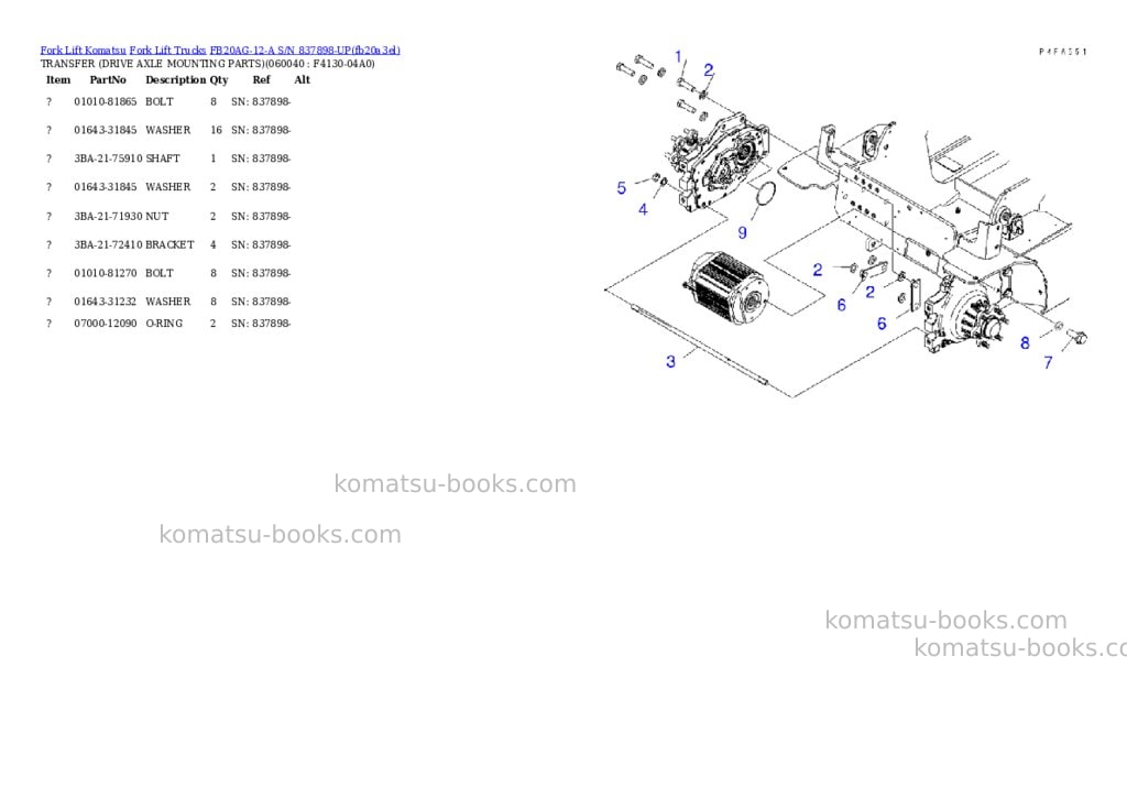 Komatsu FB20AG-12-A S/N 837898-UP Parts catalog cover Page 6 Komatsu FB20AG-12-A S/N 837898-UP Parts catalog cover Page 6