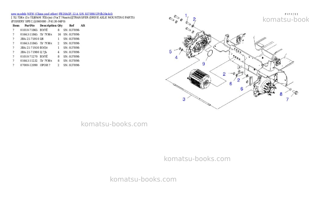 Komatsu fb20agf-12-a s/n 837898-up Parts catalog cover Page 10