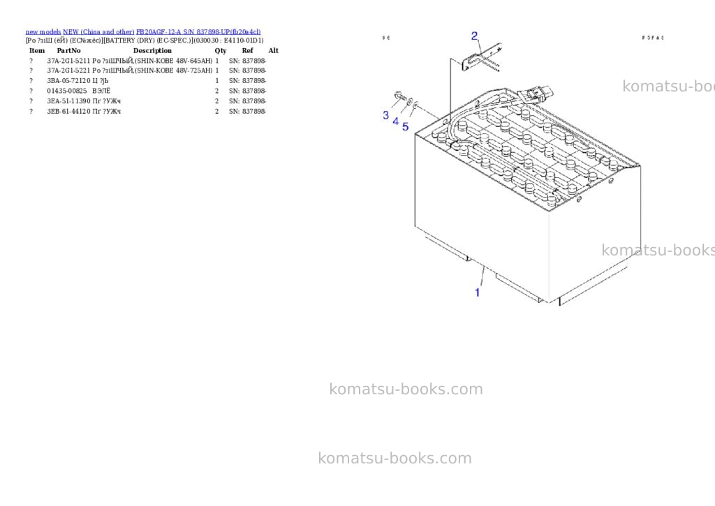Komatsu fb20agf-12-a s/n 837898-up Parts catalog cover Page 2