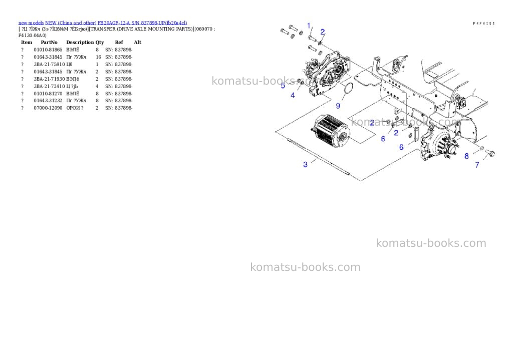 Komatsu fb20agf-12-a s/n 837898-up Parts catalog cover Page 9