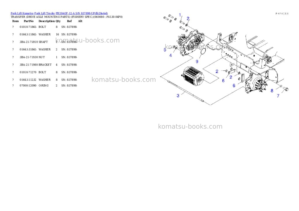 Komatsu FB20AGF-12-A S/N 837898-UP Parts catalog cover Page 10 Komatsu FB20AGF-12-A S/N 837898-UP Parts catalog cover Page 10