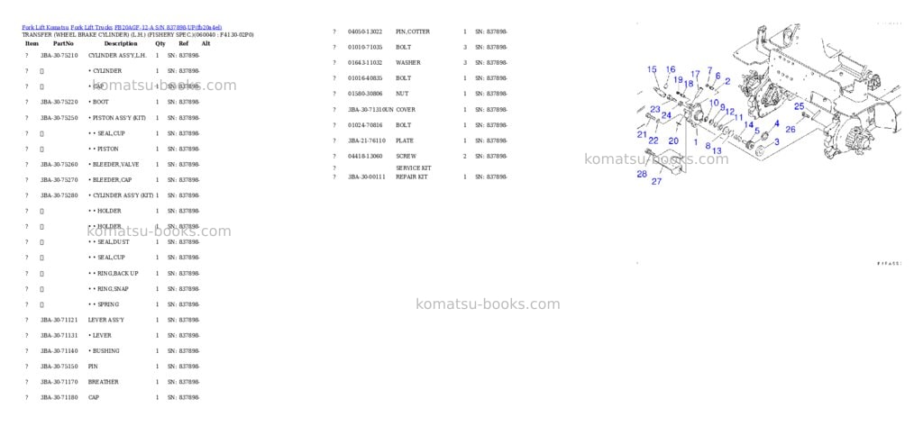 Komatsu FB20AGF-12-A S/N 837898-UP Parts catalog cover Page 6 Komatsu FB20AGF-12-A S/N 837898-UP Parts catalog cover Page 6