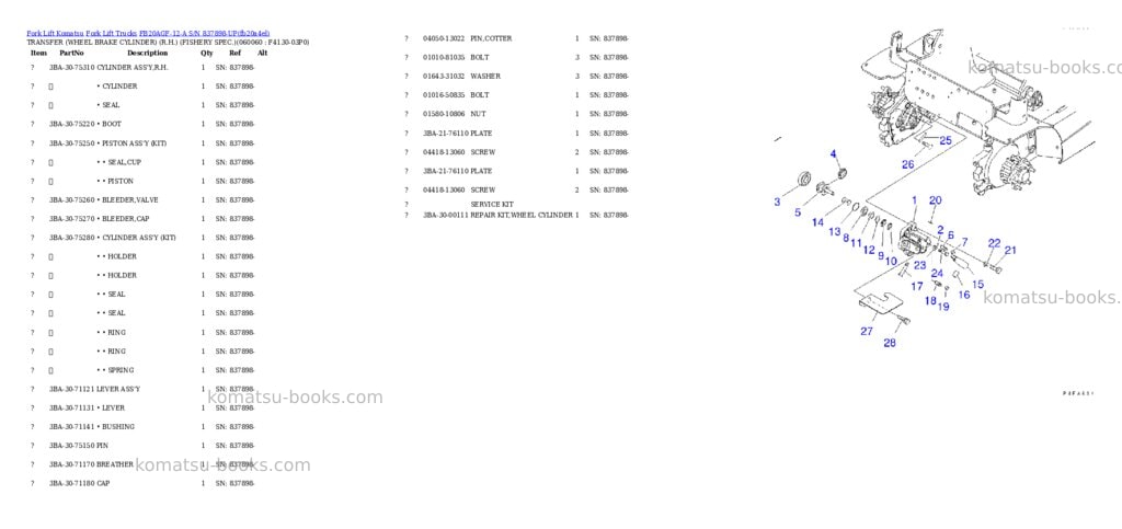 Komatsu FB20AGF-12-A S/N 837898-UP Parts catalog cover Page 8 Komatsu FB20AGF-12-A S/N 837898-UP Parts catalog cover Page 8