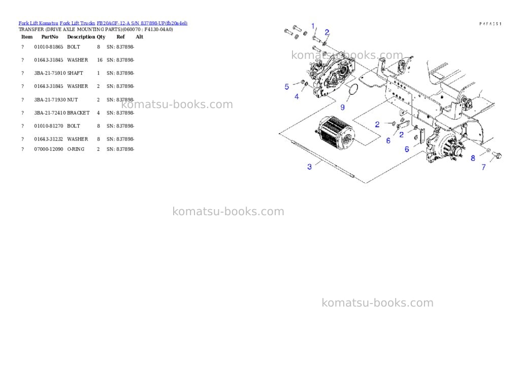 Komatsu FB20AGF-12-A S/N 837898-UP Parts catalog cover Page 9 Komatsu FB20AGF-12-A S/N 837898-UP Parts catalog cover Page 9