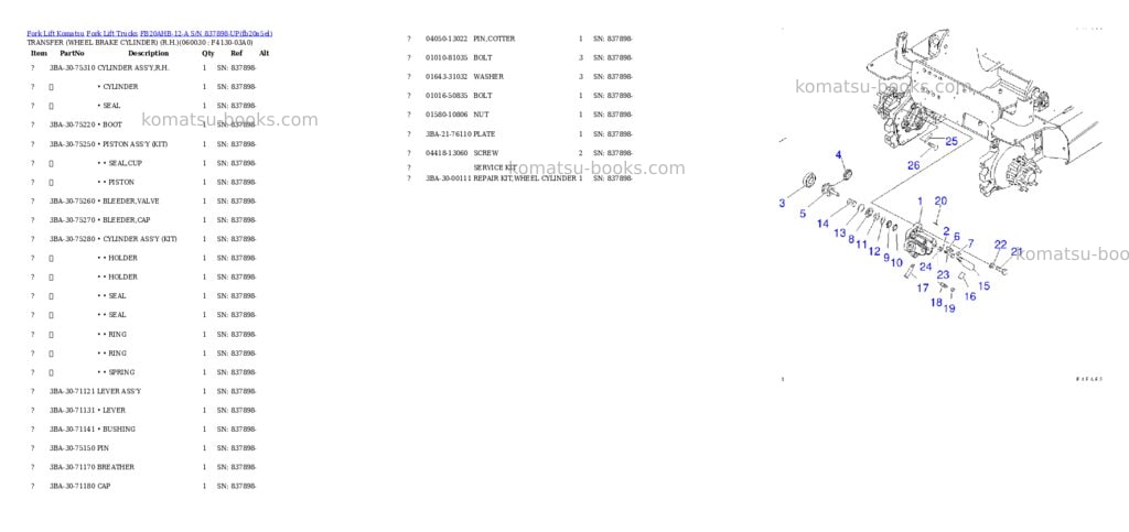 Komatsu fb20ahb-12-a s/n 837898-up Parts catalog cover Page 2