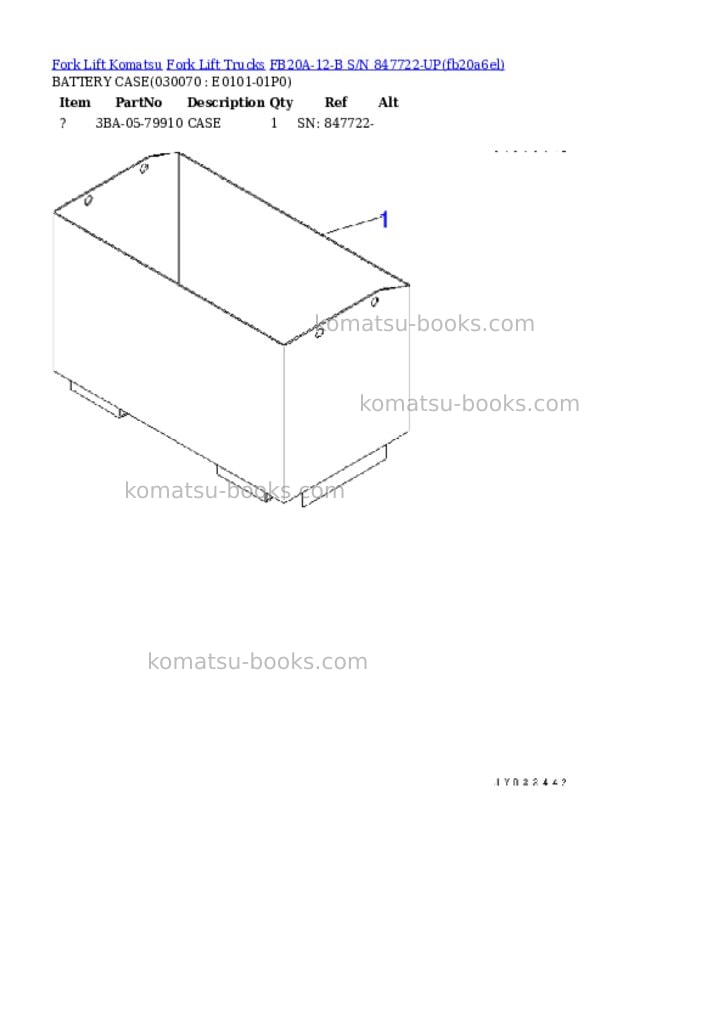 Komatsu FB20A-12-B S/N 847722-UP Parts catalog cover Page 6 Komatsu FB20A-12-B S/N 847722-UP Parts catalog cover Page 6