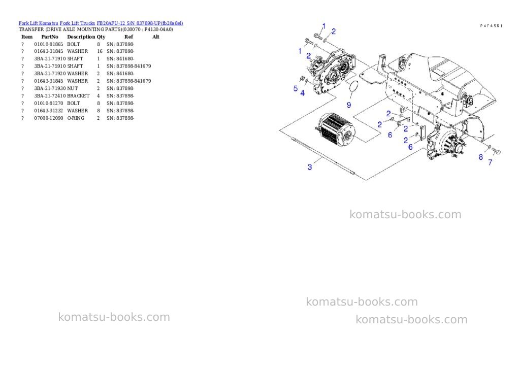 Komatsu FB20AFU-12 S/N 837898-UP Parts catalog cover Page 2 Komatsu FB20AFU-12 S/N 837898-UP Parts catalog cover Page 2