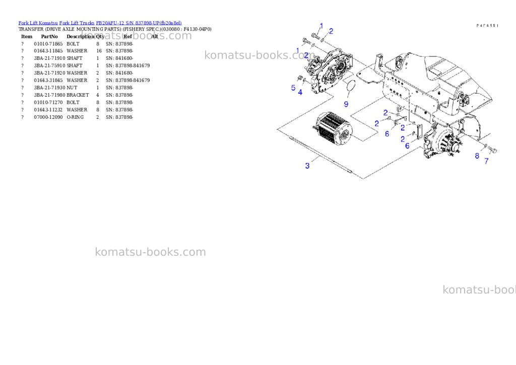 Komatsu FB20AFU-12 S/N 837898-UP Parts catalog cover Page 3 Komatsu FB20AFU-12 S/N 837898-UP Parts catalog cover Page 3