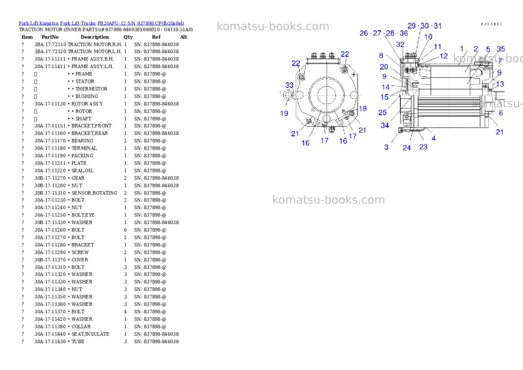 Komatsu FB20AFU-12 S/N 837898-UP Parts catalog cover Page 6 Komatsu FB20AFU-12 S/N 837898-UP Parts catalog cover Page 6