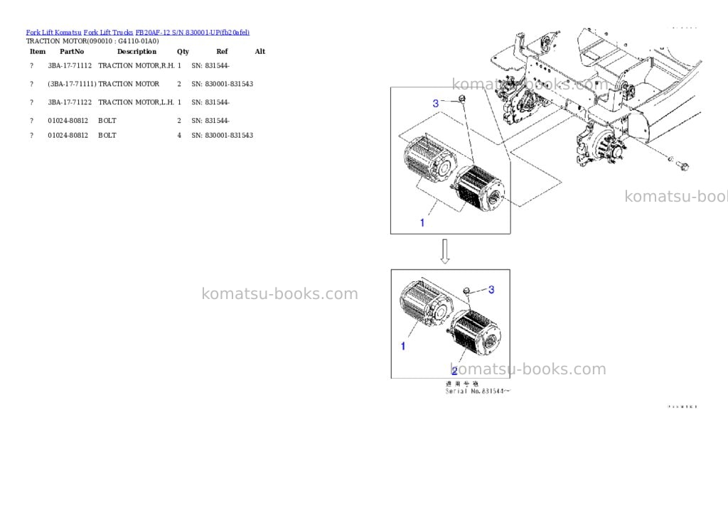 Komatsu FB20AF-12 S/N 830001-UP Parts catalog cover Page 10 Komatsu FB20AF-12 S/N 830001-UP Parts catalog cover Page 10