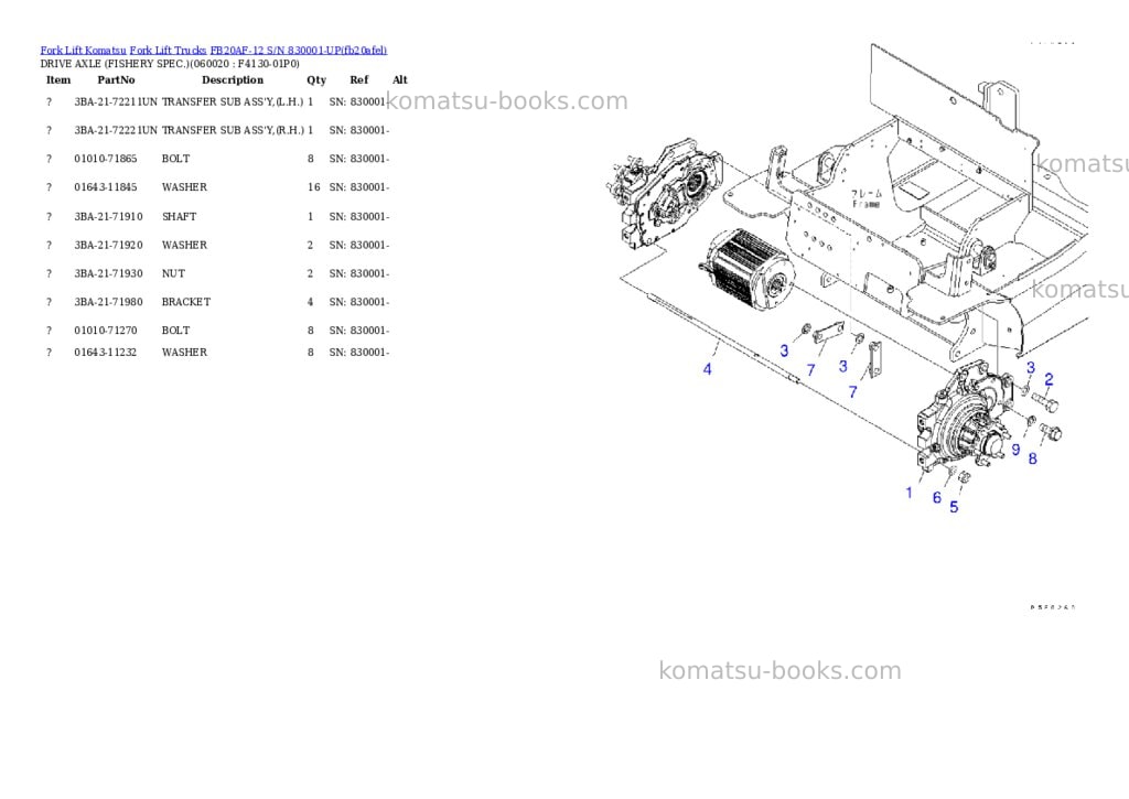 Komatsu FB20AF-12 S/N 830001-UP Parts catalog cover Page 6 Komatsu FB20AF-12 S/N 830001-UP Parts catalog cover Page 6
