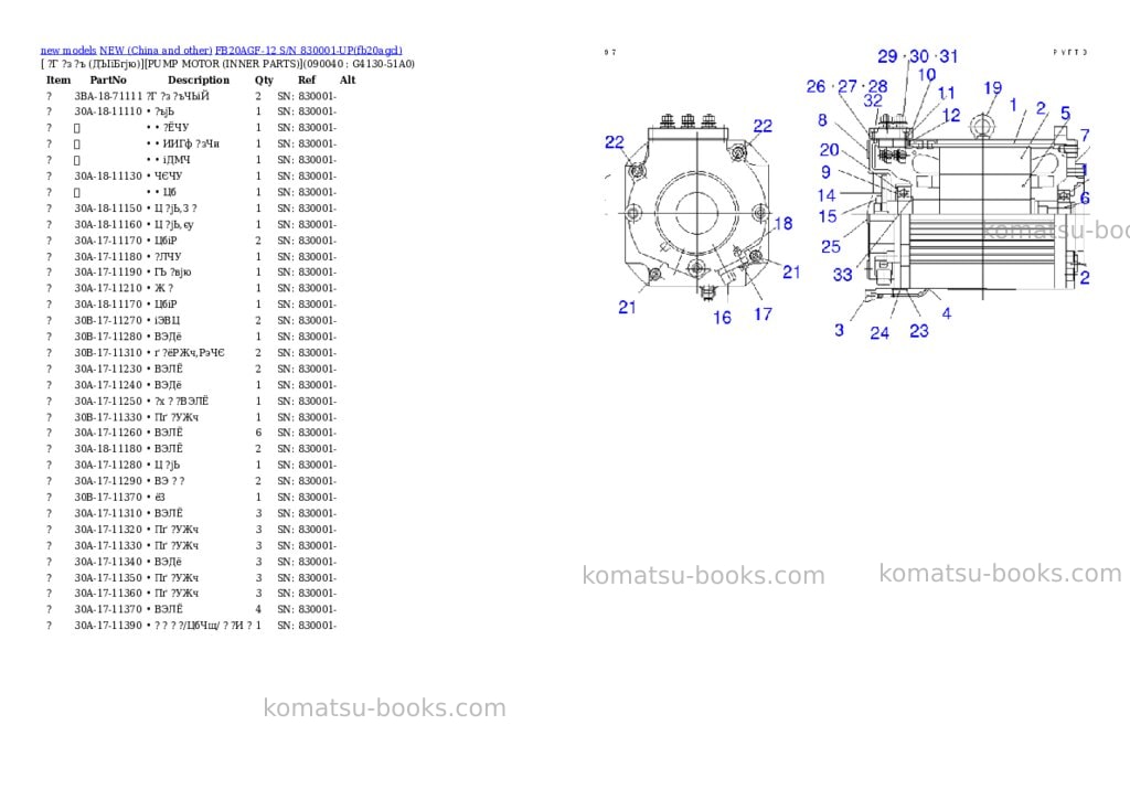 Komatsu fb20agf-12 s/n 830001-up Parts catalog cover Page 10 Komatsu fb20agf-12 s/n 830001-up Parts catalog cover Page 10