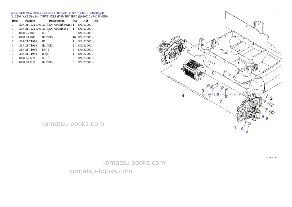 Komatsu fb20agf-12 s/n 830001-up Parts catalog cover Page 3 Komatsu fb20agf-12 s/n 830001-up Parts catalog cover Page 3