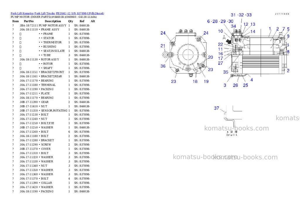 Komatsu FB20AU-12 S/N 837898-UP Parts catalog cover Page 10