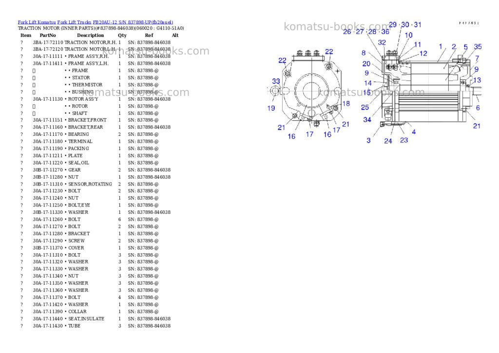 Komatsu FB20AU-12 S/N 837898-UP Parts catalog cover Page 6