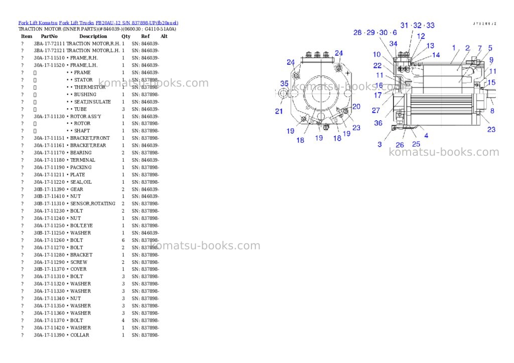 Komatsu FB20AU-12 S/N 837898-UP Parts catalog cover Page 7