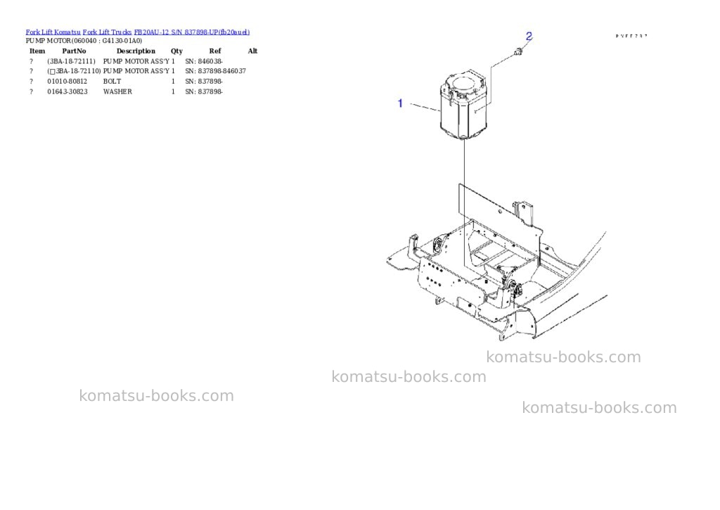 Komatsu FB20AU-12 S/N 837898-UP Parts catalog cover Page 8