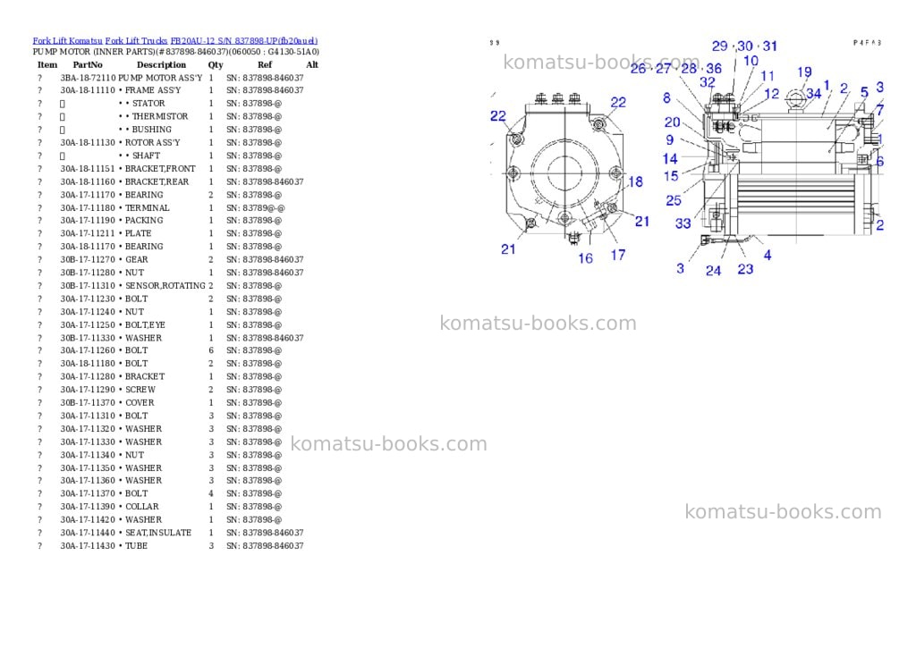 Komatsu FB20AU-12 S/N 837898-UP Parts catalog cover Page 9
