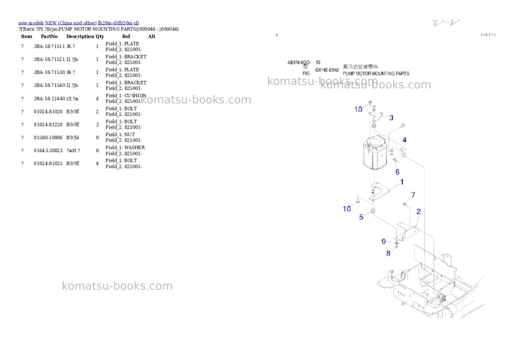 Komatsu fb20m-cl Parts catalog cover Page 10 Komatsu fb20m-cl Parts catalog cover Page 10