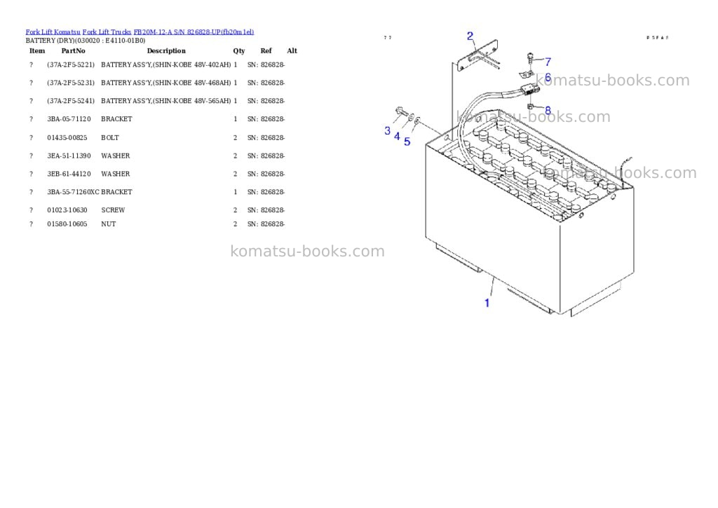 Komatsu fb20m-12-a s/n 826828-up Parts catalog cover Komatsu fb20m-12-a s/n 826828-up Parts catalog cover
