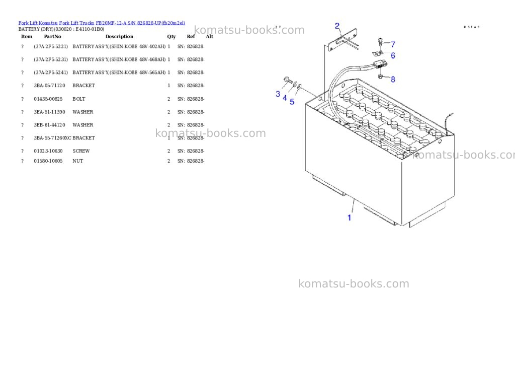 Komatsu fb20mf-12-a s/n 826828-up Parts catalog cover
