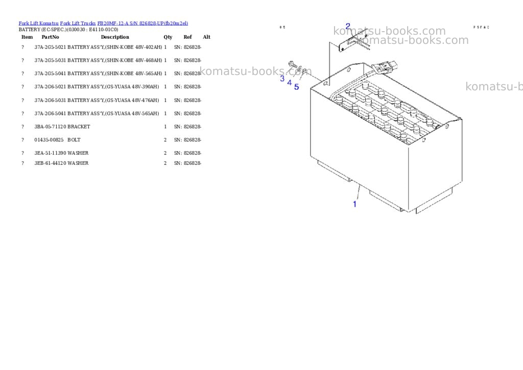 Komatsu fb20mf-12-a s/n 826828-up Parts catalog cover Page 2
