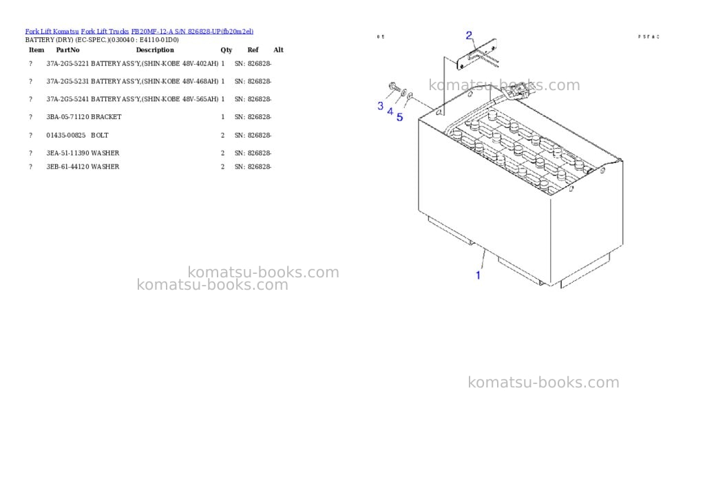 Komatsu fb20mf-12-a s/n 826828-up Parts catalog cover Page 3