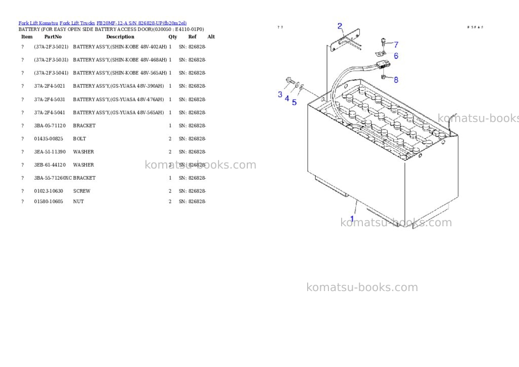 Komatsu fb20mf-12-a s/n 826828-up Parts catalog cover Page 4