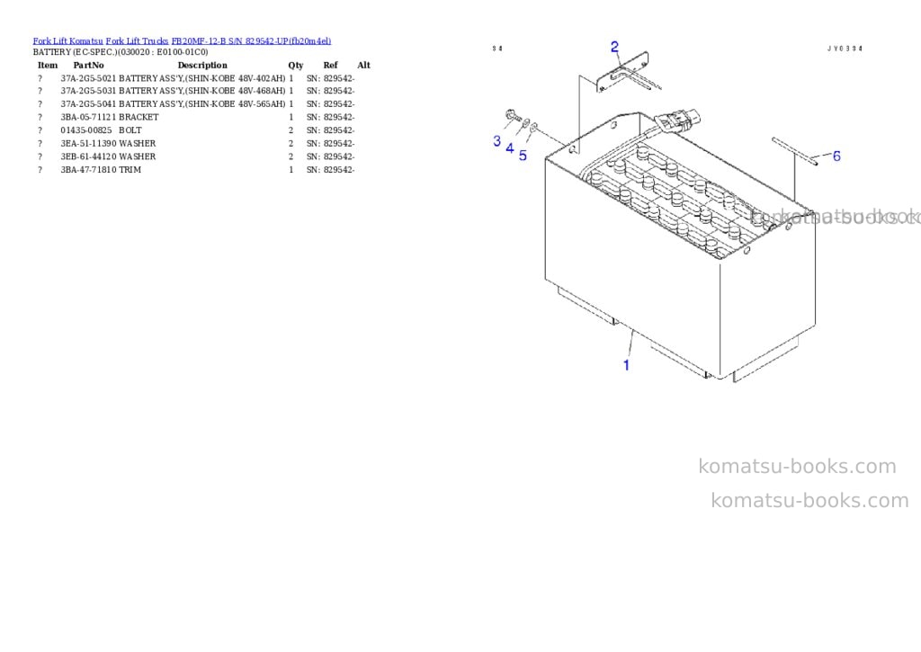 Komatsu FB20MF-12-B S/N 829542-UP Parts catalog cover Komatsu FB20MF-12-B S/N 829542-UP Parts catalog cover