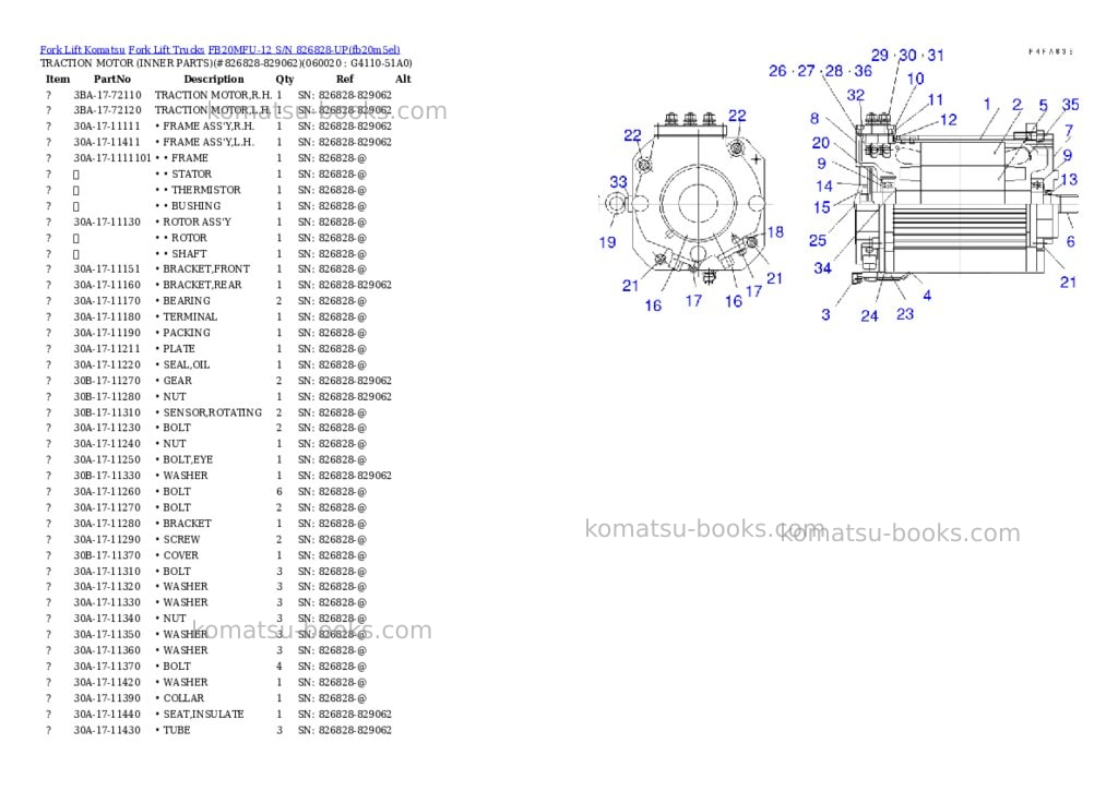 Komatsu FB20MFU-12 S/N 826828-UP Parts catalog cover Page 10 Komatsu FB20MFU-12 S/N 826828-UP Parts catalog cover Page 10
