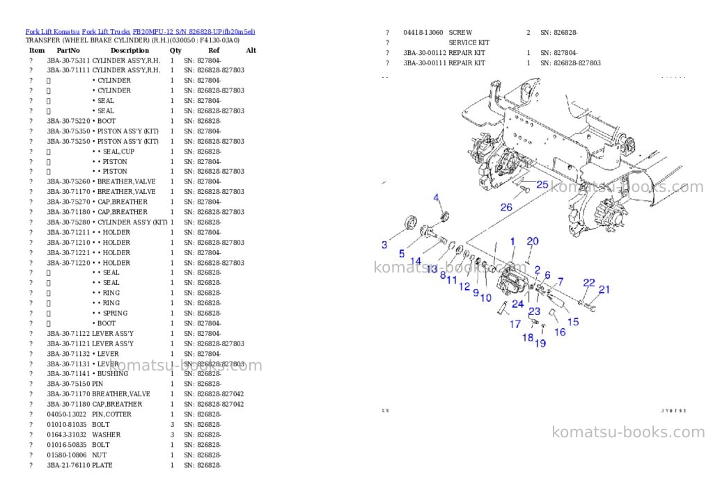 Komatsu FB20MFU-12 S/N 826828-UP Parts catalog cover Page 4 Komatsu FB20MFU-12 S/N 826828-UP Parts catalog cover Page 4