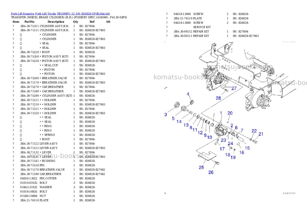 Komatsu FB20MFU-12 S/N 826828-UP Parts catalog cover Page 5 Komatsu FB20MFU-12 S/N 826828-UP Parts catalog cover Page 5