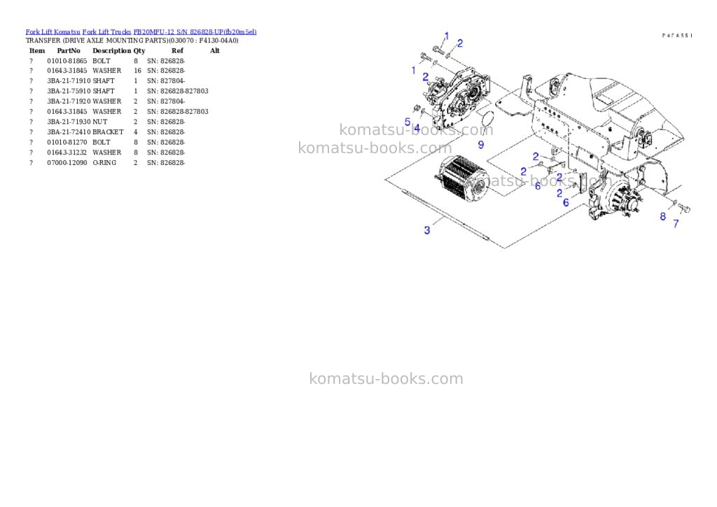 Komatsu FB20MFU-12 S/N 826828-UP Parts catalog cover Page 6 Komatsu FB20MFU-12 S/N 826828-UP Parts catalog cover Page 6