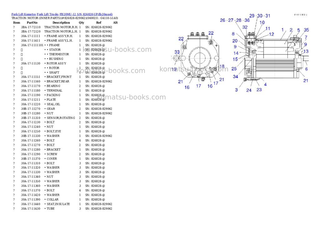 Komatsu FB20MU-12 S/N 826828-UP Parts catalog cover Page 6 Komatsu FB20MU-12 S/N 826828-UP Parts catalog cover Page 6