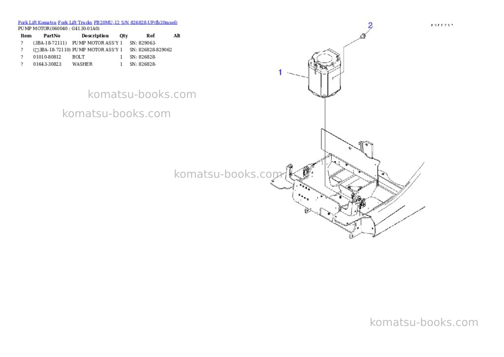 Komatsu FB20MU-12 S/N 826828-UP Parts catalog cover Page 8 Komatsu FB20MU-12 S/N 826828-UP Parts catalog cover Page 8
