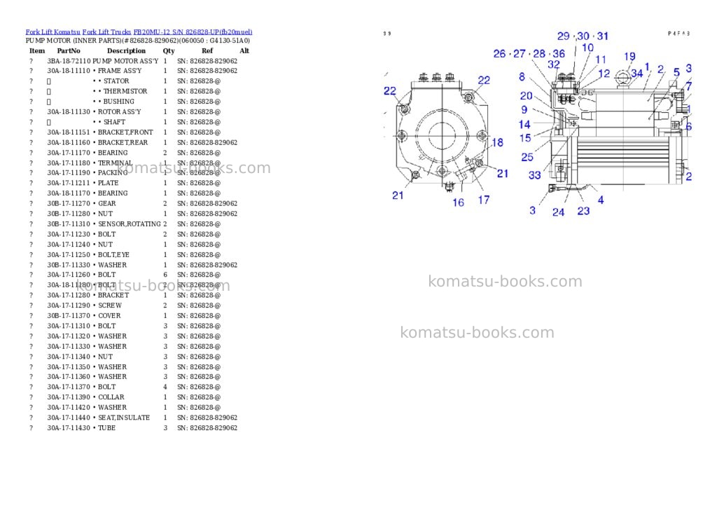 Komatsu FB20MU-12 S/N 826828-UP Parts catalog cover Page 9 Komatsu FB20MU-12 S/N 826828-UP Parts catalog cover Page 9