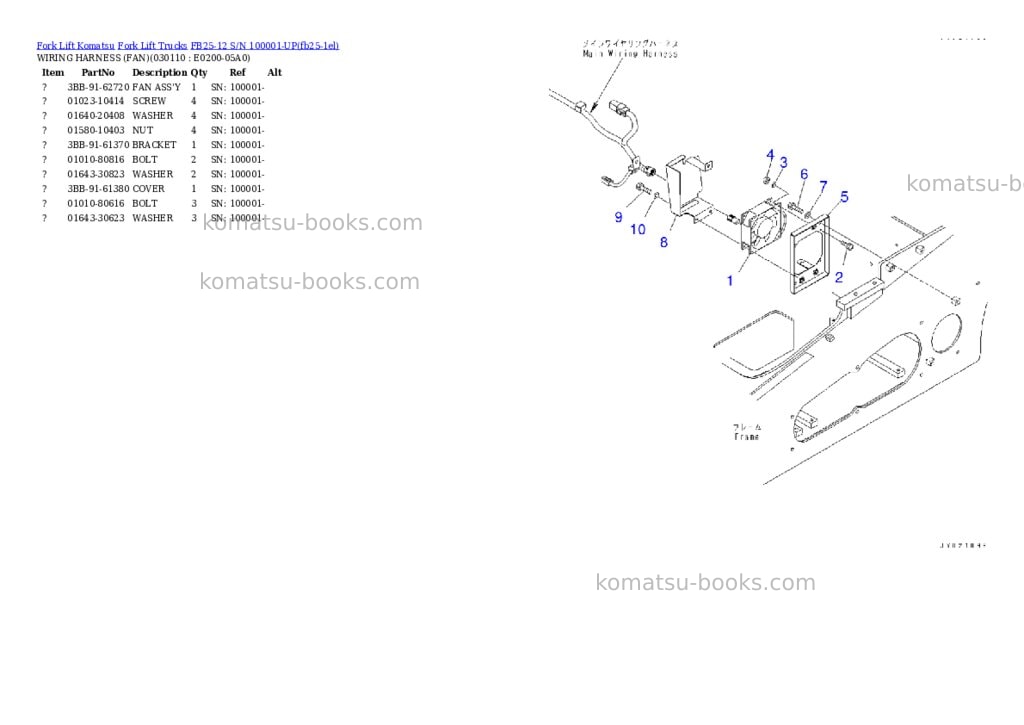Komatsu FB25-12 S/N 100001-UP Parts catalog cover Page 10 Komatsu FB25-12 S/N 100001-UP Parts catalog cover Page 10